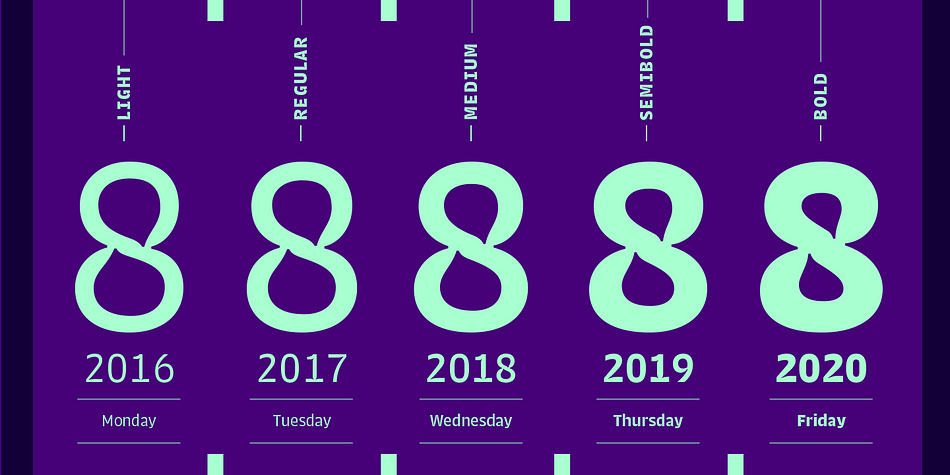 Other functional aspects for high performance in small sizes, which have been added to Trench Sans, include compact letter shapes, open counters, appropriate spacing, and short descenders to better accommodate for tighter text-setting.