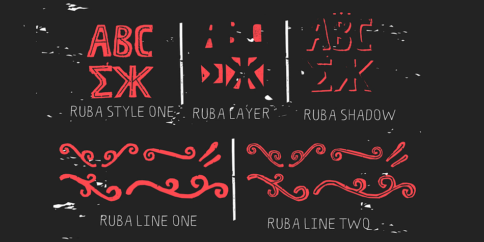 Ruba Style font family sample image.