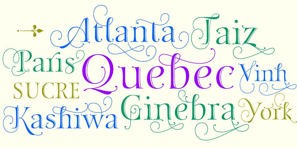 Fantasy font family sample image.