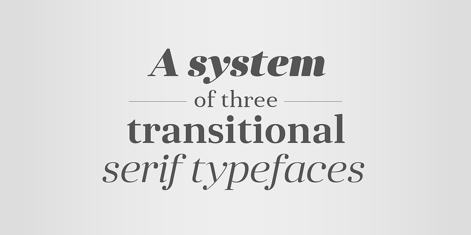 Sharing the same skeleton, vertical axis, and trapezoidal uncurved serifs, each of these faces bears different key dimensions and different contrast typical for three different type epochs.