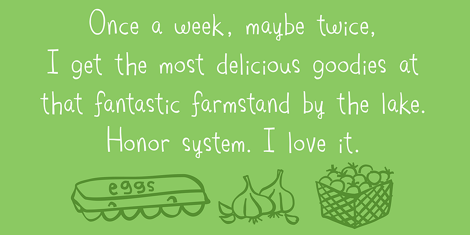 Farmstand is a fresh and joyful font with the same kind-hearted feeling and naiveté of your local farmstand.