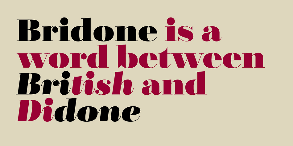 Bridone font family example.