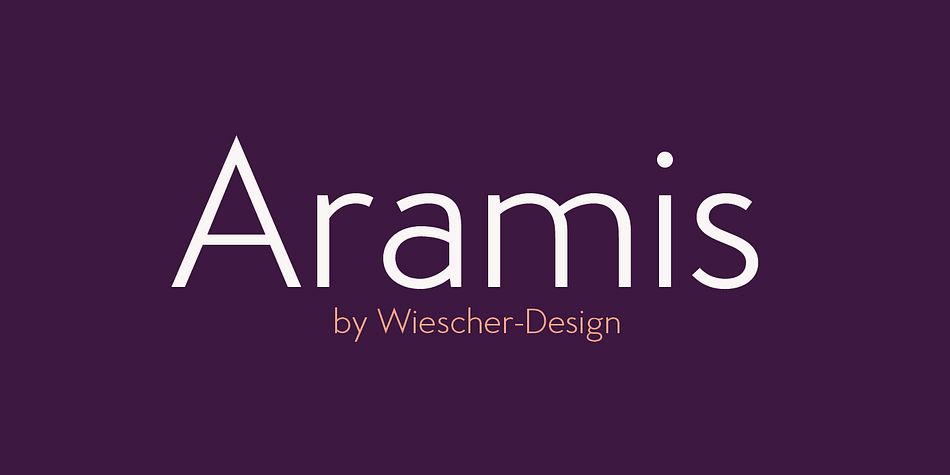Aramis is a new linear Sans with a French touch– designed by Gert Wiescher in 2014 and 2015 – has 7 weights with corresponding italic cuts.