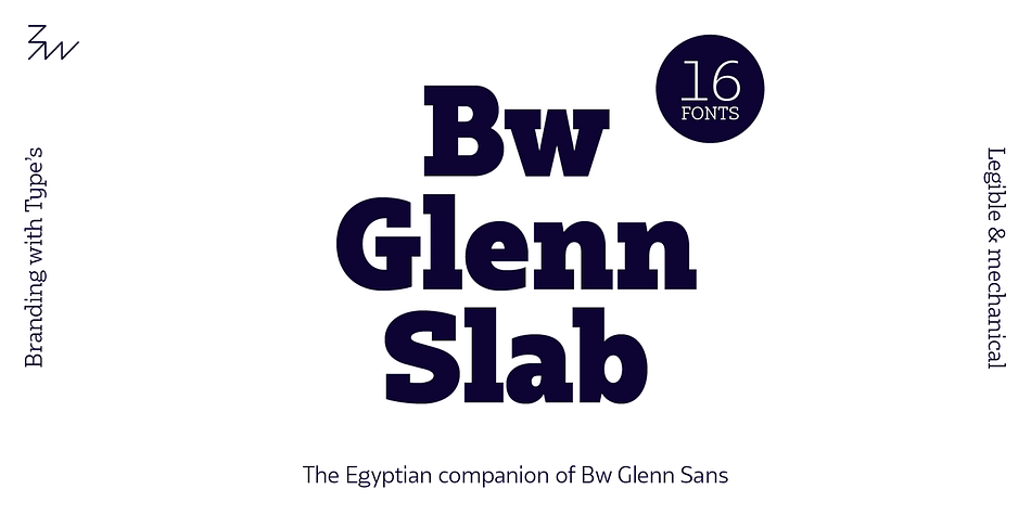 Bw Glenn Slab is a confident and robust font family with a sturdy feel offering no concessions for ambiguity.