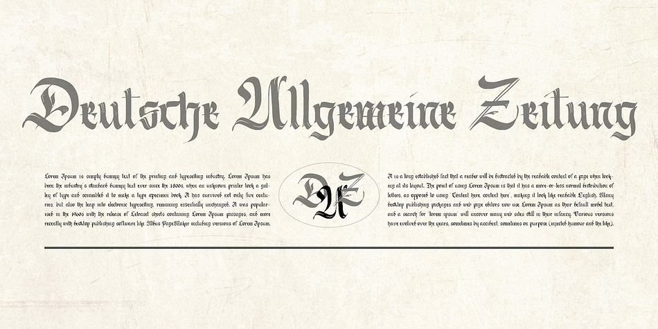 Berliner Fraktur font family sample image.