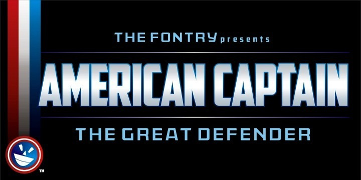 American Captain is as a 6-font family with complete character sets and language support for Central European characters, Cyrillic, Greek and Hebrew.