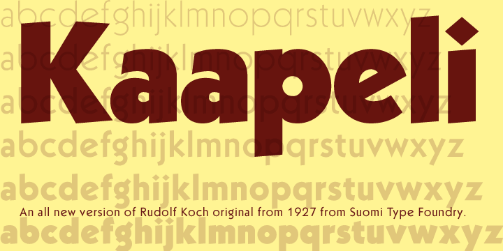 Displaying the beauty and characteristics of the Kaapeli font family.