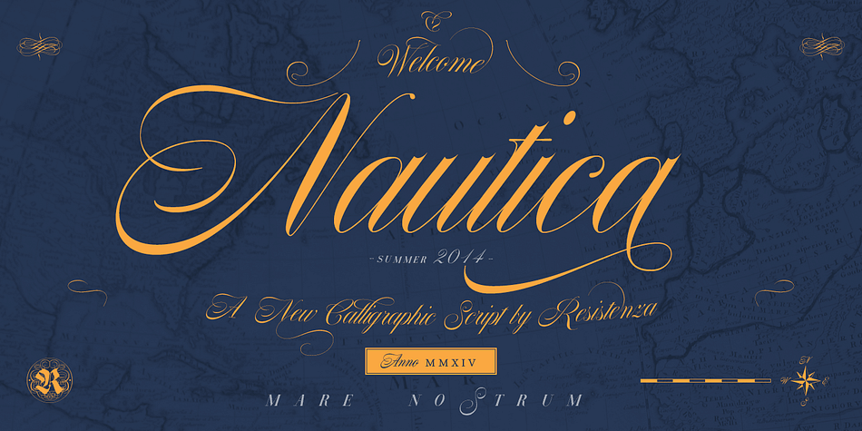 Nautica is a new script typeface based on Copperplate