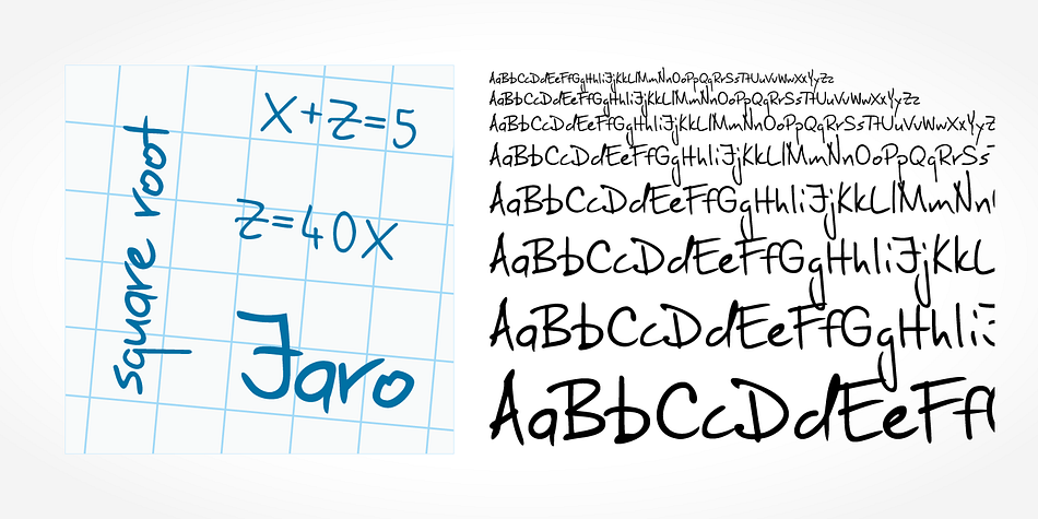 Jaro Handwriting is a beautiful typeface that mimics true handwriting closely.