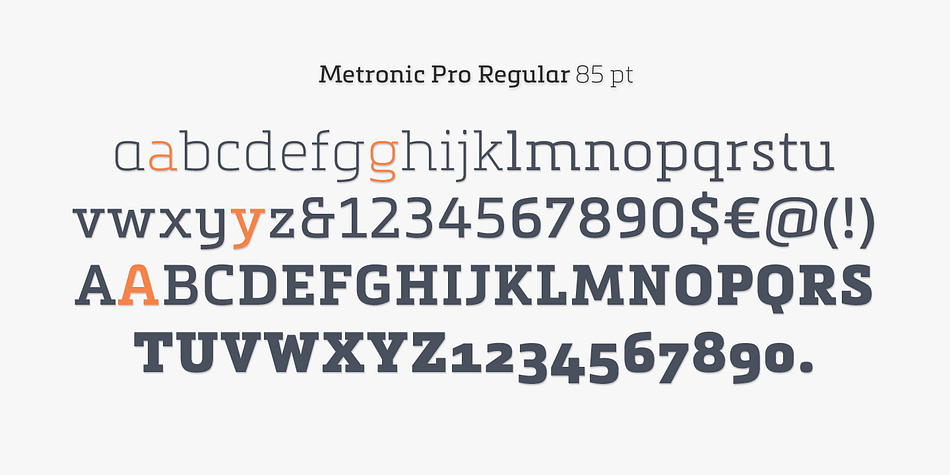 Metronic Pro has a wide range of OpenType features such as: old style and proportional figures, ligatures, case sensitive forms, fractions, stylistic alternates, arrows and an icons/ornaments set.  This set of 60 icons, directly inspired from the typeface improves the OpenType features and can be quickly and easily use in your web design, GUI design, graphic design or any other graphic work.