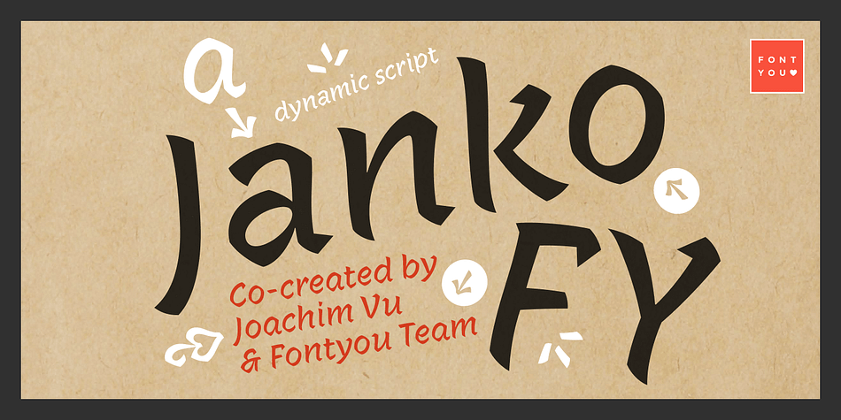Displaying the beauty and characteristics of the Janko FY font family.