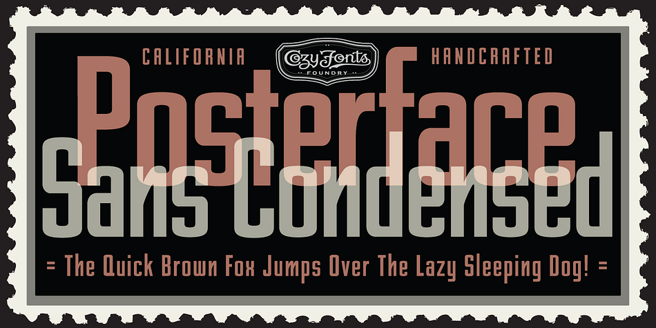 Posterface is a six font, display, slab serif and display sans family by CozyFonts Foundry.