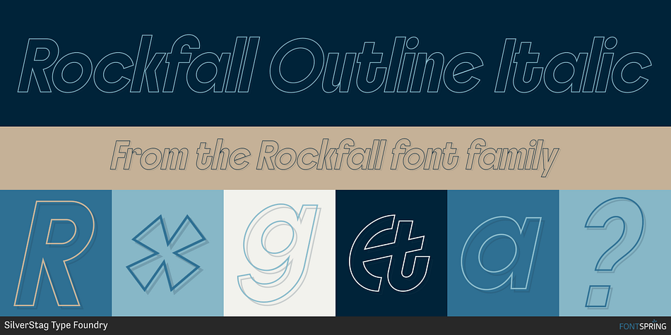 Rockfall Outline Italic Font