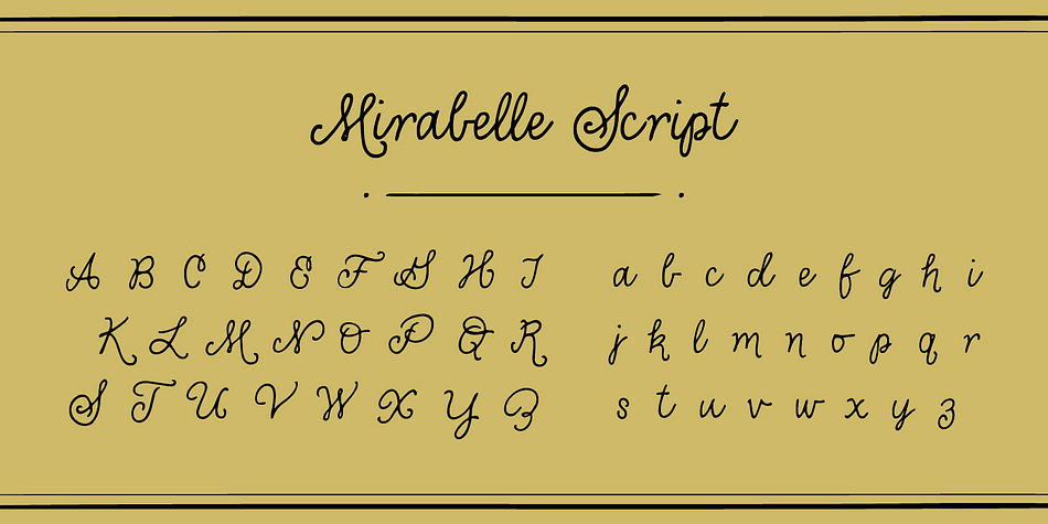 Emphasizing the favorited Mirabelle font family.