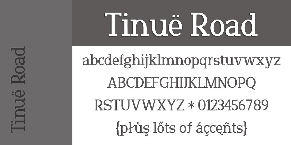 Displaying the beauty and characteristics of the Tinuë Road font family.