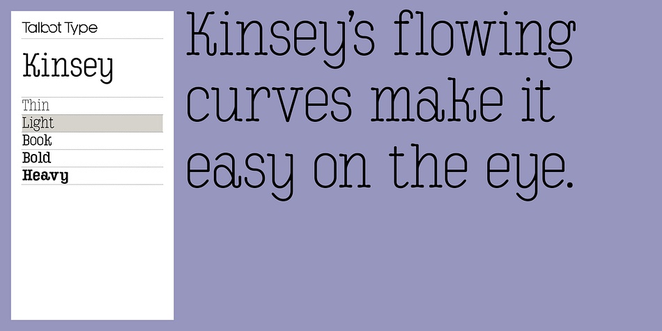 Displaying the beauty and characteristics of the Kinsey font family.