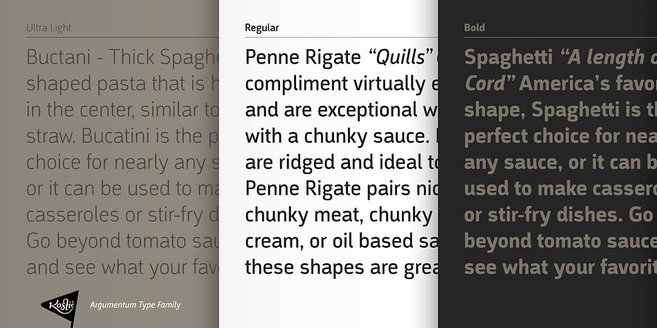 Emphasizing the favorited Argumentum font family.