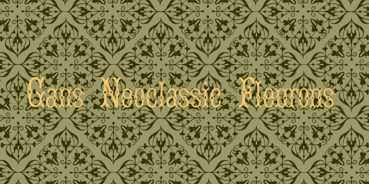 Displaying the beauty and characteristics of the Gans Neoclassic Fleurons font family.