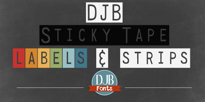 Highlighting the DJB Sticky Tape Labels font family.