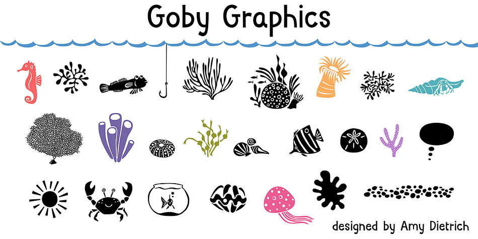 If you need some artful seaweed, a head of coral, a seahorse, or maybe a smiling hermit crab, the unique images of Goby Graphics will work swimmingly.