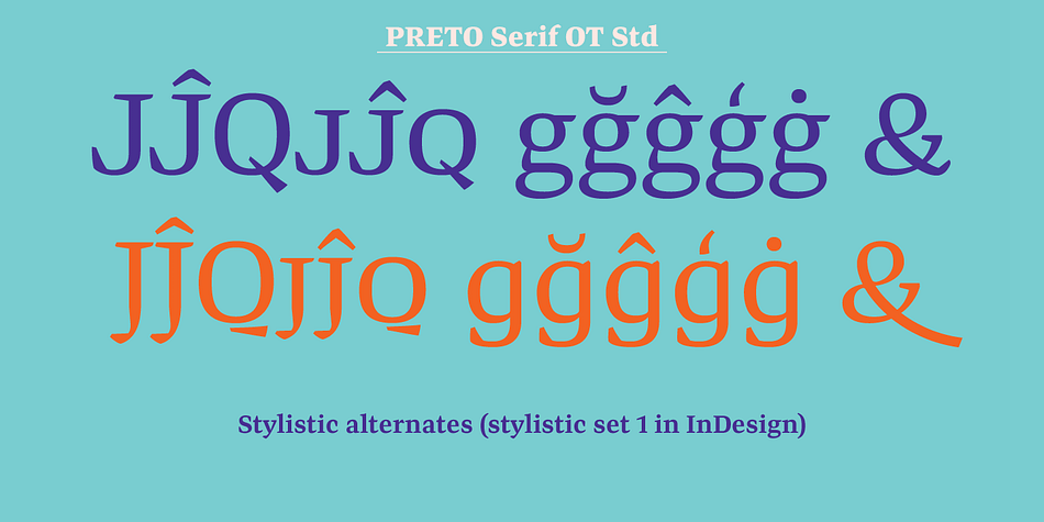 Preto Serif OT Std font family example.