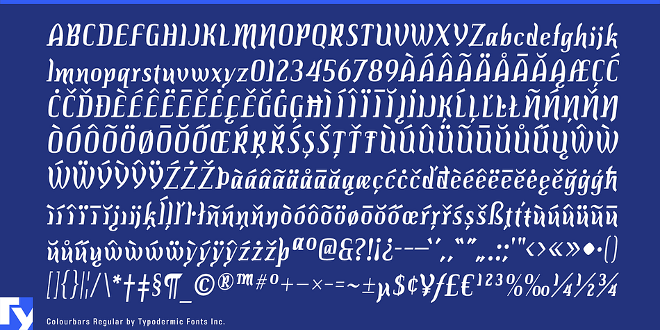 Displaying the beauty and characteristics of the Colourbars font family.