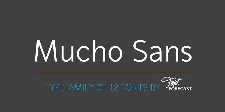 Mucho Sans is a geometric sans serif type family that comes in six weights with matching Italics.
