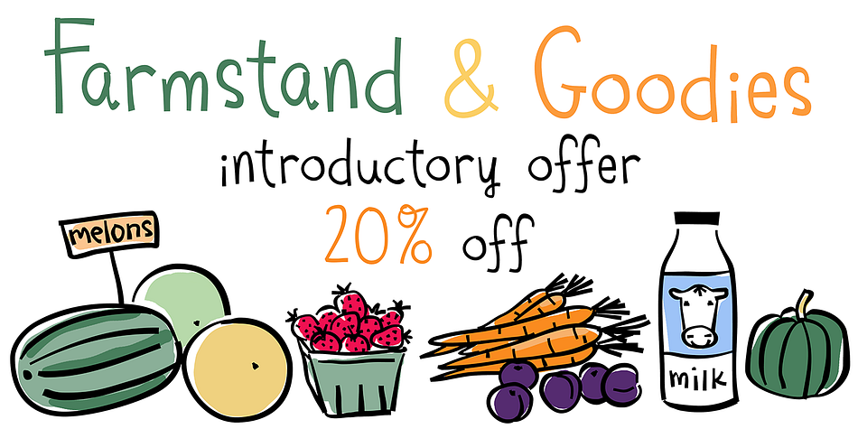 Paired with Farmstand Goodies, 52 hand-drawn images of funky farmers