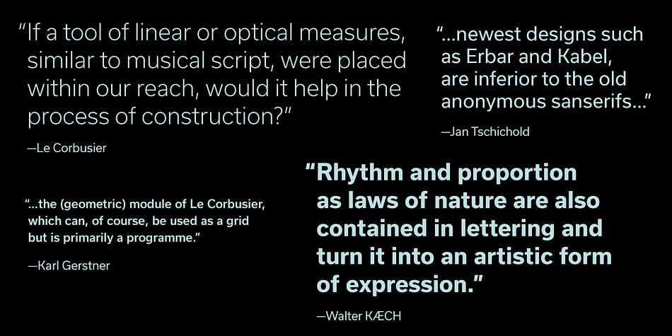 Similarly to Le Corbusier’s Modulor, the scale of proportions used in Usual, works as a tool or program for the typeface’s metrics, and consequently, the rhythm of the stems.
 
Usual comprises 5 weights from Light to Extra Bold, with matching italics.