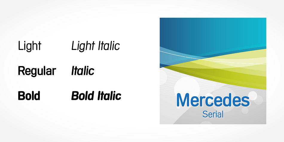Highlighting the Mercedes Serial font family.