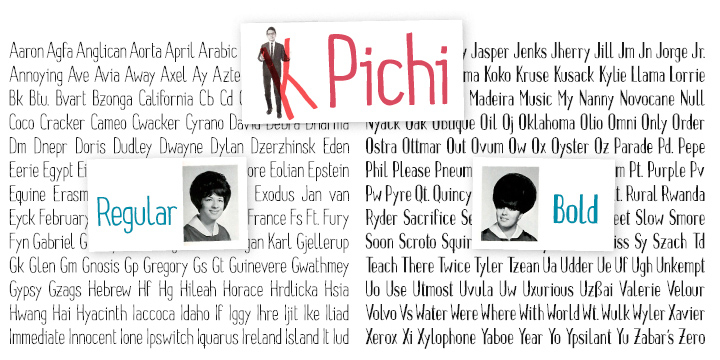Pichi is an informal handwritten display font, suitable for display use or even in larger texts in children