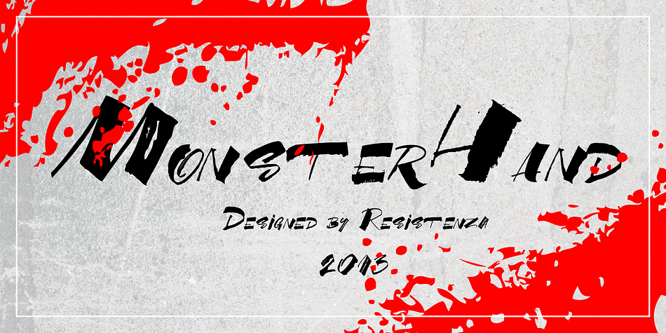 Displaying the beauty and characteristics of the MonsterHand font family.