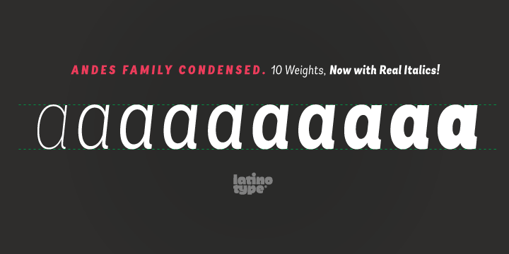 Highlighting the Andes Condensed font family.