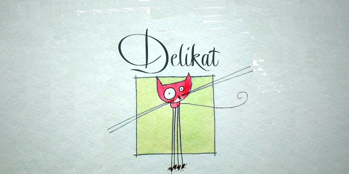 Delikat is a graceful, finely crafted, slinky, slightly retro, somewhat quirky script font.
