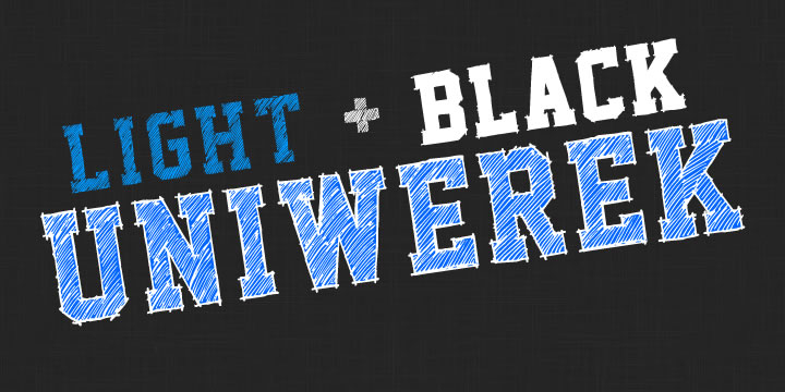 Displaying the beauty and characteristics of the Uniwerek font family.