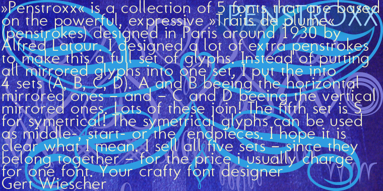 Penstroxx font family sample image.