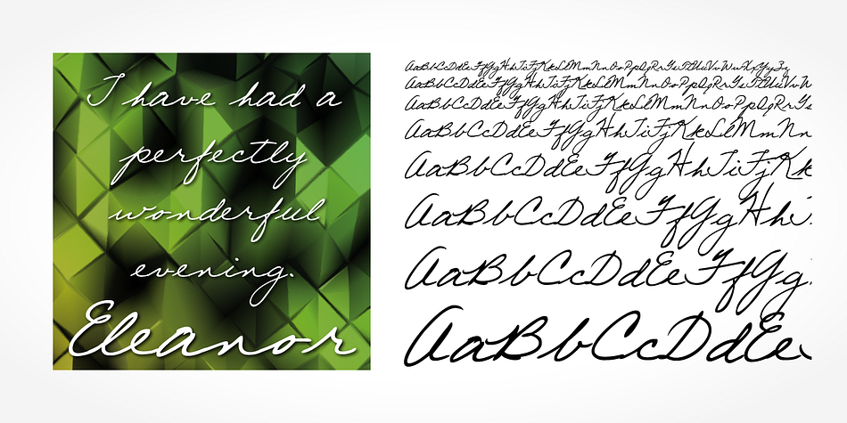 “Eleanor Handwriting” is a beautiful typeface that mimics true handwriting closely.