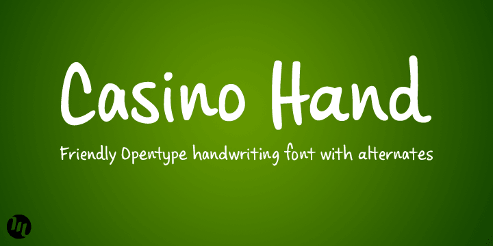 Displaying the beauty and characteristics of the Casino Hand font family.
