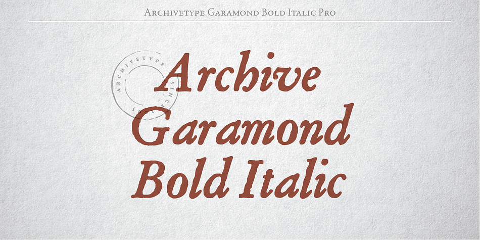 Archive Garamond Pro is designed by Matevz Medja and has extensive Latin language support.