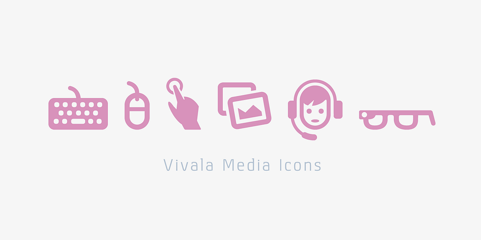 Displaying the beauty and characteristics of the Vivala Media Icons font family.