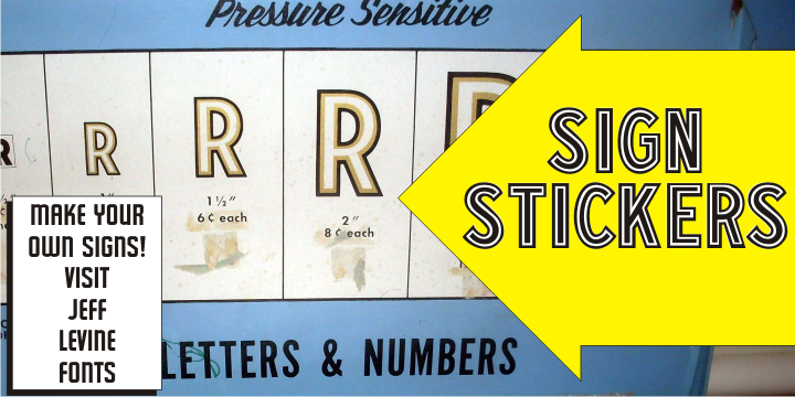 Displaying the beauty and characteristics of the Sign Stickers JNL font family.