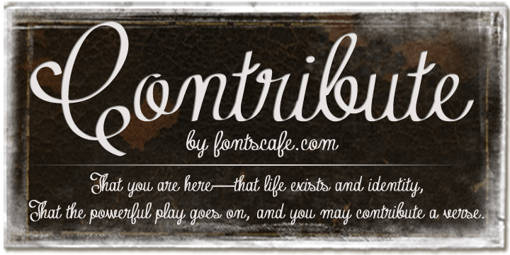 The ‘Contribute’ font is one that takes you back to the days of the fountain pen.