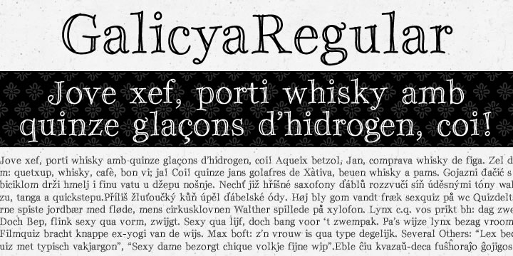 Highlighting the Galicya font family.