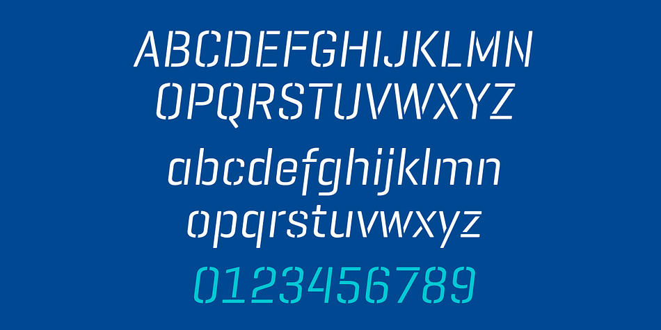 Geogrotesque Stencil font family example.