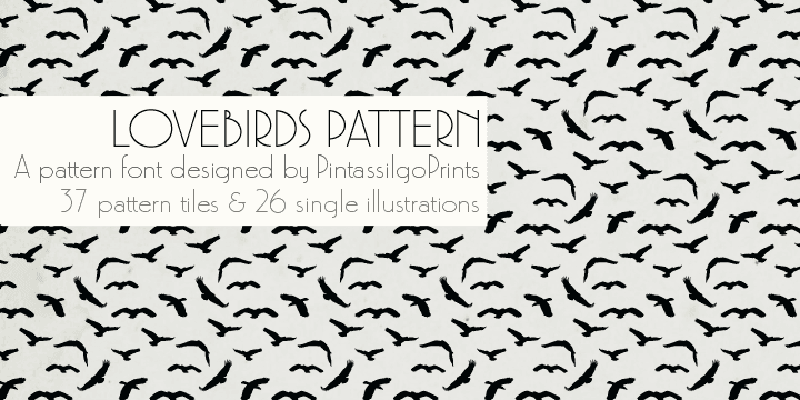 Love Birds Pattern is a picture font consisting of beautiful pattern tiles and illustrations.