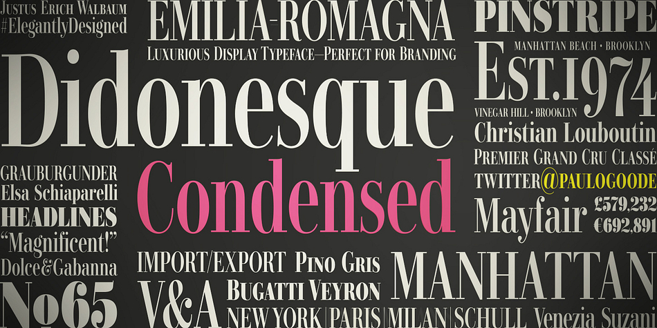 Emphasizing the popular Didonesque font family.