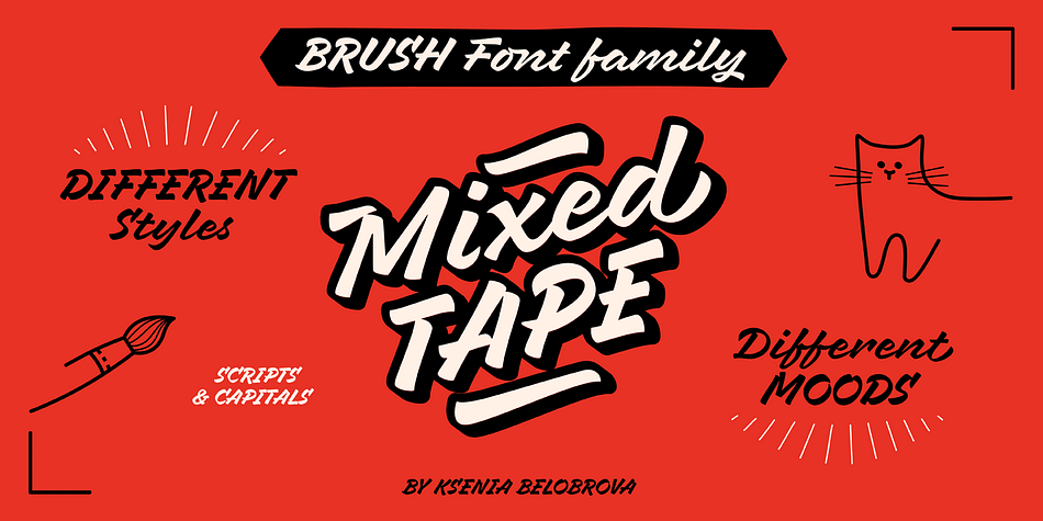 Mixed Tape is a brush typefamily inspired by music and based on calligraphy.