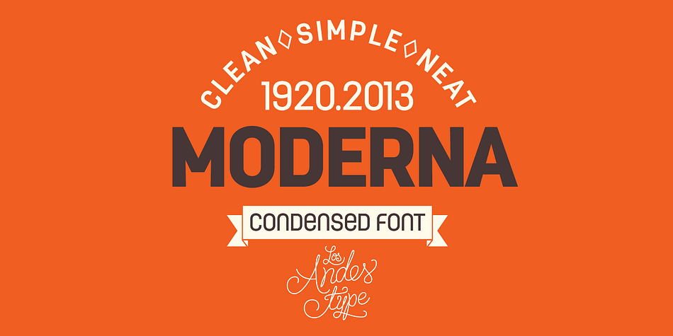 Moderna Condensed font family example.