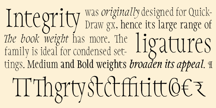 Displaying the beauty and characteristics of the Integrity JY Pro font family.