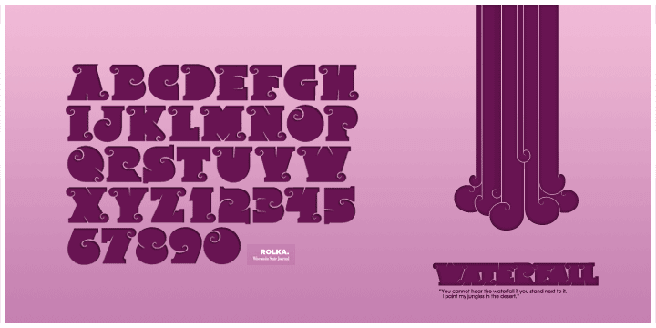 Displaying the beauty and characteristics of the Rolka font family.
